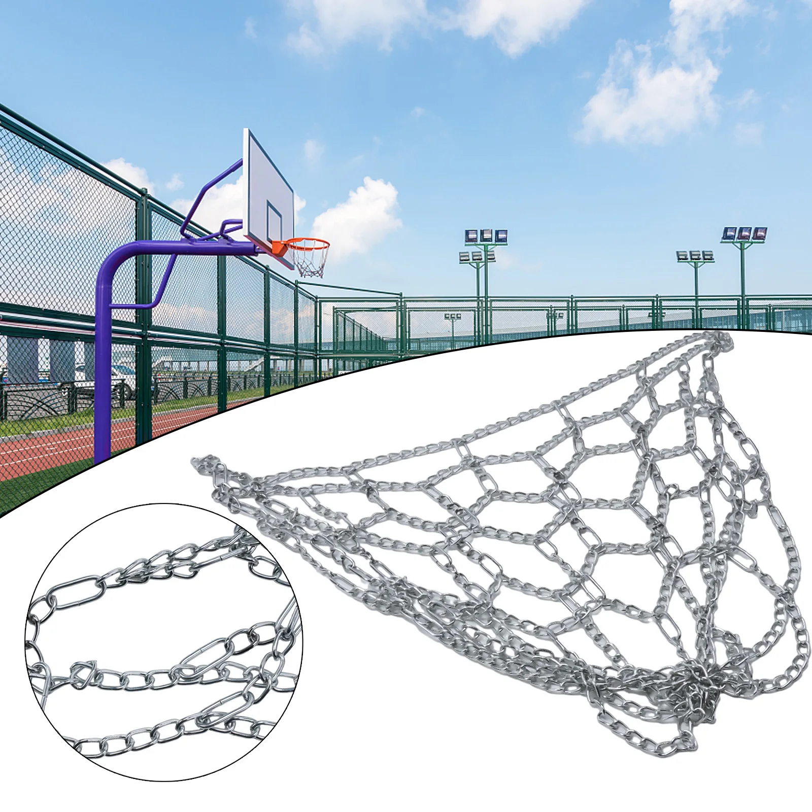 Basketball Net Beautiful Button Design Chain Netting Easy To Install Effective Frame Galvanized Rims Safe Stable