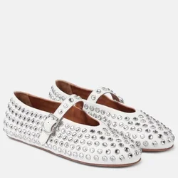 Women Flats 2024 New Water Diamond Rivet Ballet 2024 Jane Shoes Sneakers Women Comfortable Ballet Shoes for Women Lolita Shoes