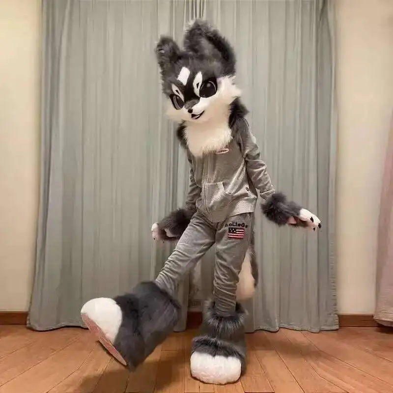 Neue Neue Flauschige Kigurumi Fursuits Tier Kopf Kostüm Nette Katze Hund Kopf Halloween Kostüm Kopf Kemono Leistung Requisiten Kinder Geschenk