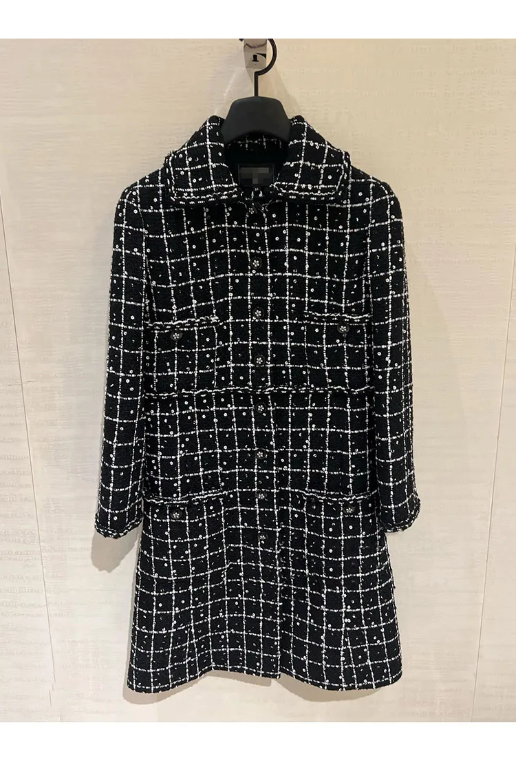 2024 Autumn High Quality Fashion Women\'s Plaid Tweed Coat C869