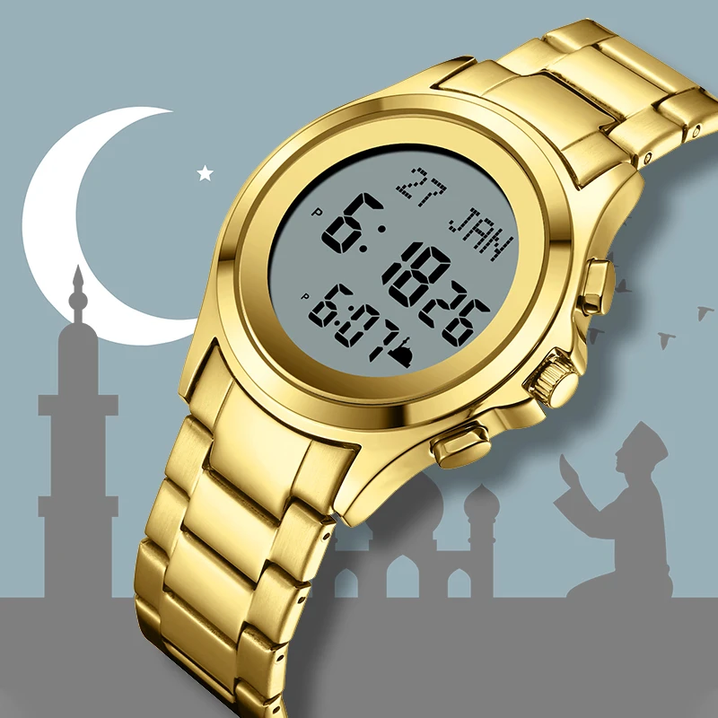 

Fashion Men's Electronic Watch Multi-functional Waterproof Calendar Countdown Digital Sport Watches Muslim Worship Reminder