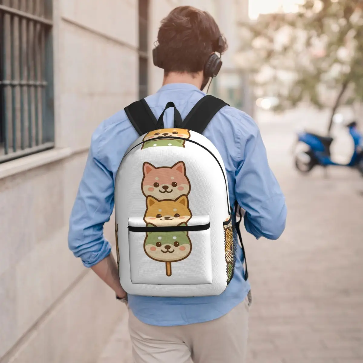 

Three Shiba Inu Happy Skewer Print Backpack Student BookBag Children School Bag Computer Shoulder Bags for Men Women