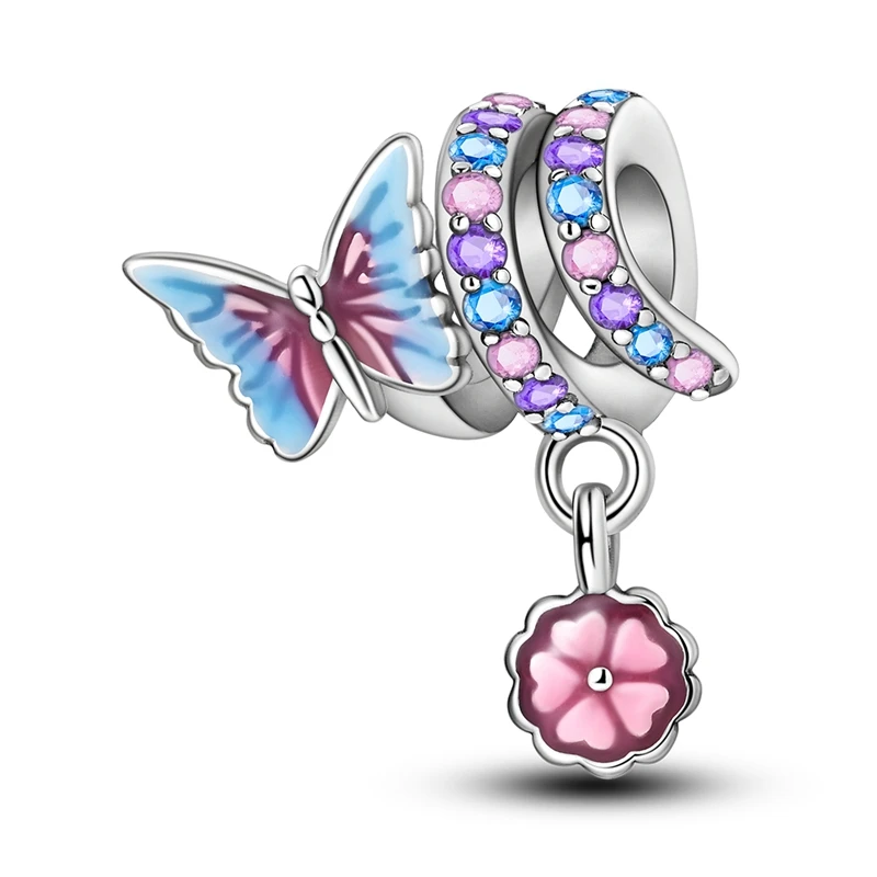 

Special 925 Sterling Silver Colored Butterfly Flying Charm Fit Pandora Bracelet Women's Forest Play Jewelry Accessories