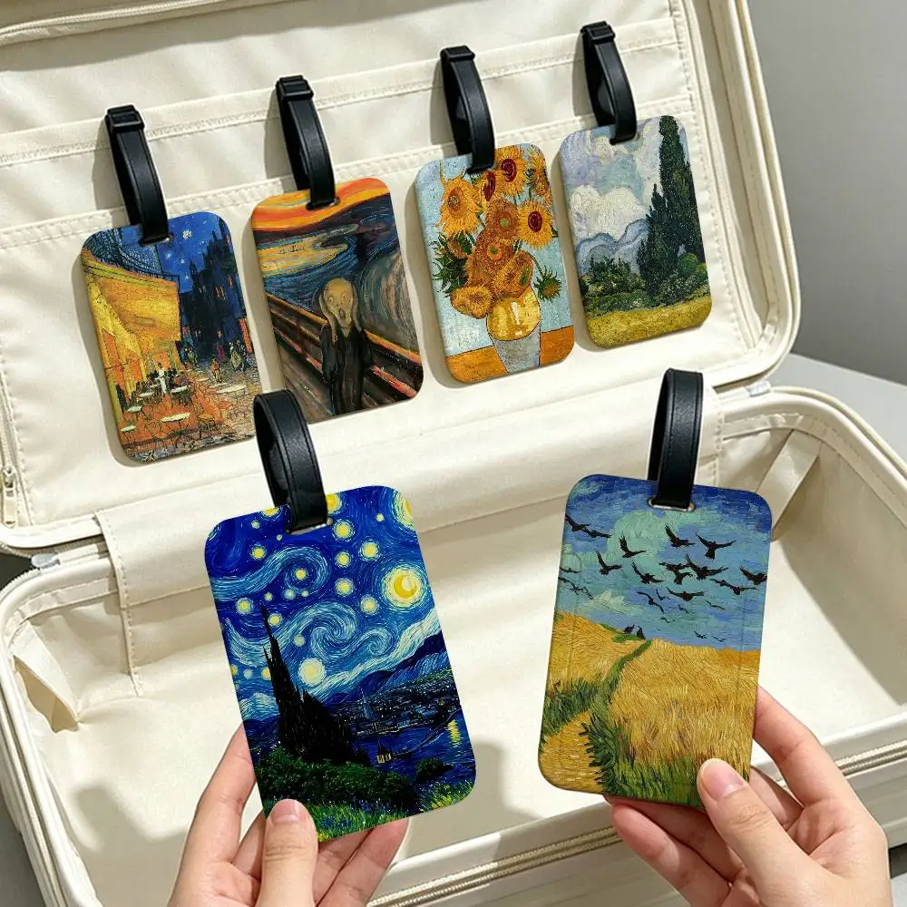 Van Gogh A-Art Aesthetic Universal PVC Luggage Tag Anti lost With Information Card Suitcase Backpack Identification Label