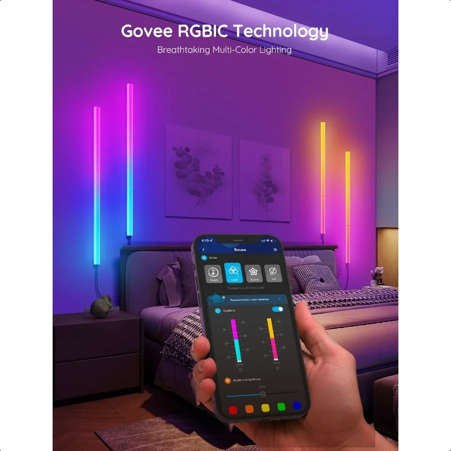 Настенные светильники Glide RGBIC LED Light Smart Gaming Light работает с Alexa и Google Assistant RGB Light Bar Светодиодные настенные светильники для Be