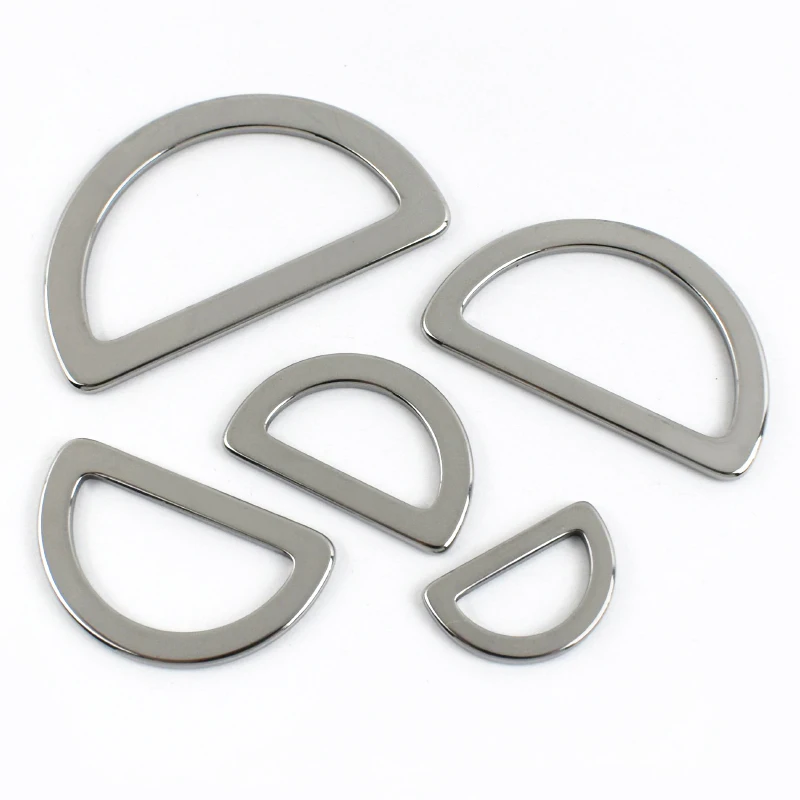 5/10/20Pcs 15/20/25/30/38mm Stainless Steel D Ring Buckles Flat Bag Hanger Rings Hook Dog Collar Carabiner Clip Belt Loop Buckle