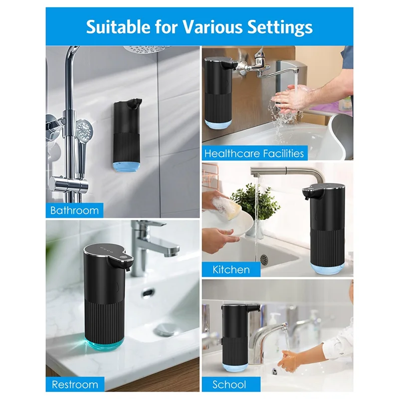 N98R موزع الصابون الرغوي بدون لمس، موزع الصابون الأوتوماتيكي القابل لإعادة الشحن للمنزل والمكتب