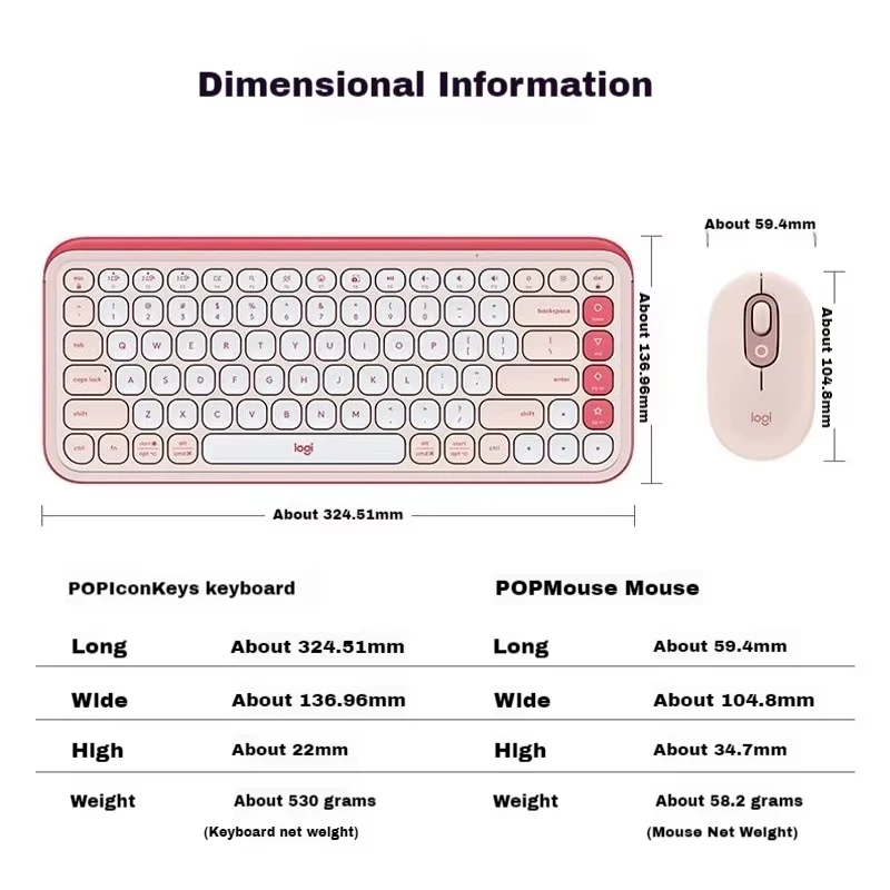 Logitech POP ICON KEYS/POP ICON COMBO Wireless keyboard Bluetooth office computer set Lightweight convenient Easily switch three