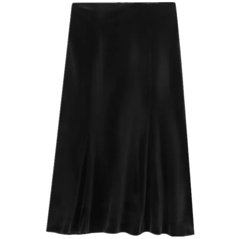 Ele taille haute velours jupe femmes Faion automne hiver nouveauté polyvalent Sle Midi longueur autre matériel 00
