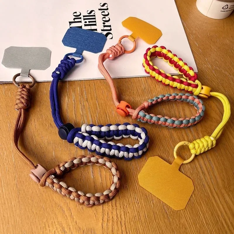 Handwoven Adjustable Universal Mobile Phone Wrist Strap Holder Stand for IPhone 15 Pro Outdoor Anti-Lost Hanging Card Bracelet