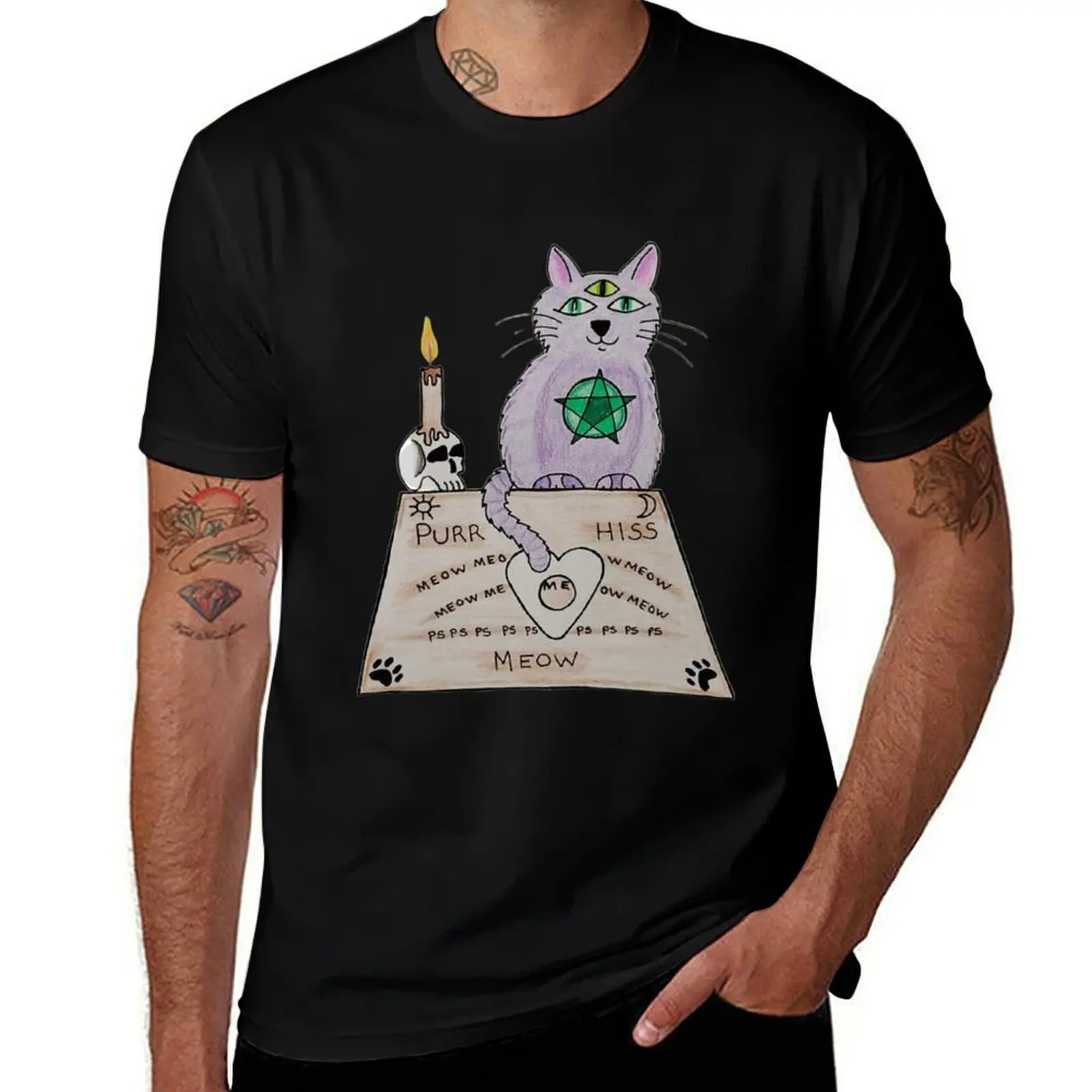 Ouija Kitty T-Shirt Comfortable Work Wear Tee T-Shirt