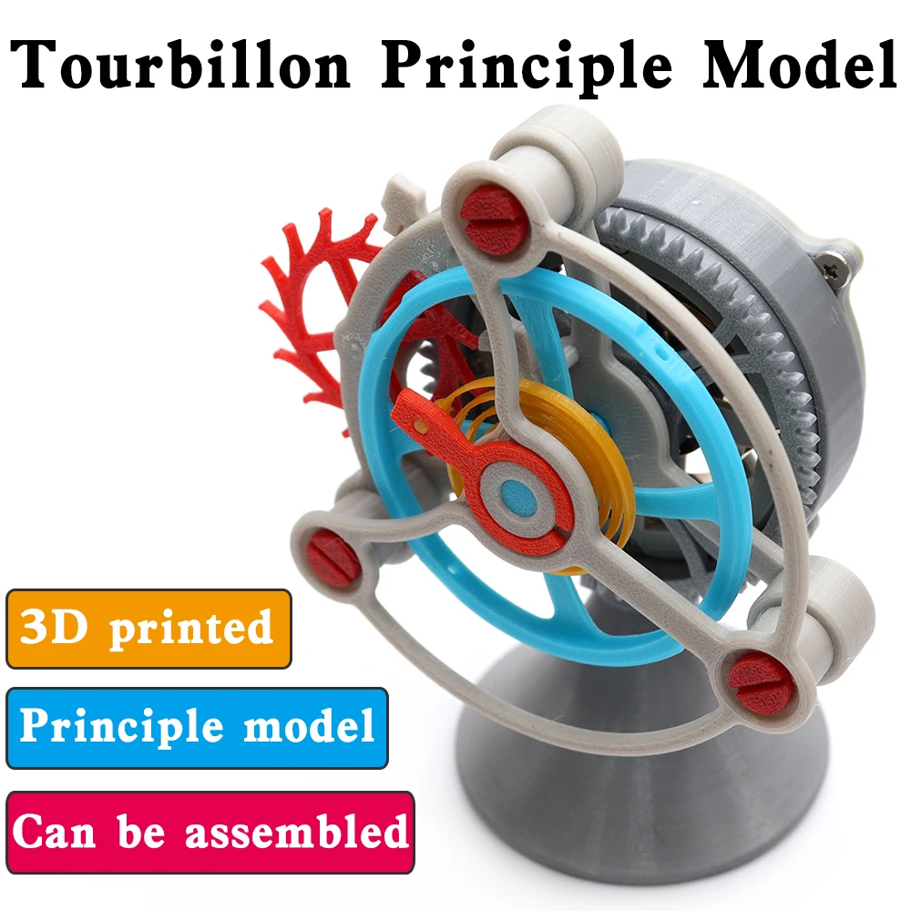 Mecanismo de transmisión de engranajes Tourbillon, modelo mecánico, dispositivo de potencia de relojería, impresión 3D, estructura de escape