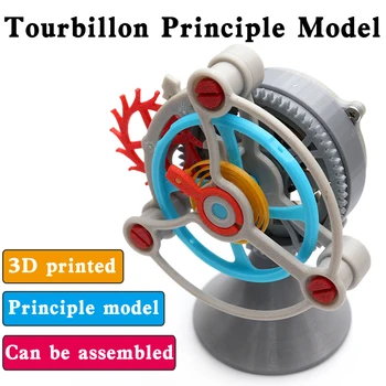 Tourbillon transmissão de engrenagem modelo mecânico dispositivo de energia de relógio impressão 3D estrutura de escape rotativa brinquedo de descompressão