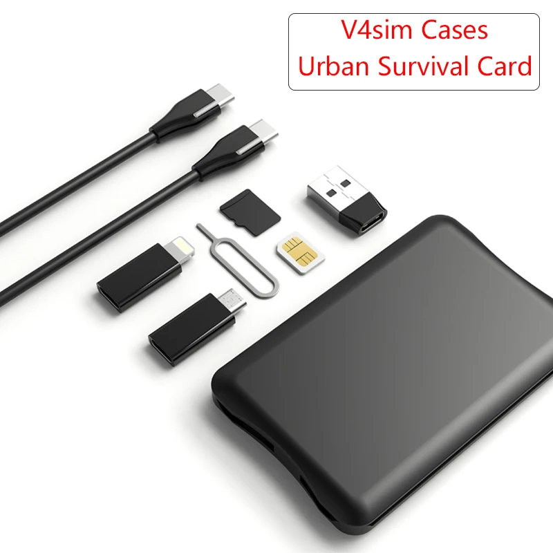 Urban Survival Card multi-function Data Line Conversion Head Wireless Charger Universal Universal Portable Storage Bag