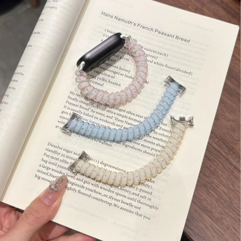 Sweet Macaron Rubber Ring Elastic Strap for Mi Band 10 9 8 9pro Color Phone Coil Brecelet for Redmi Watch 6 5 4 Scrunchie Strap
