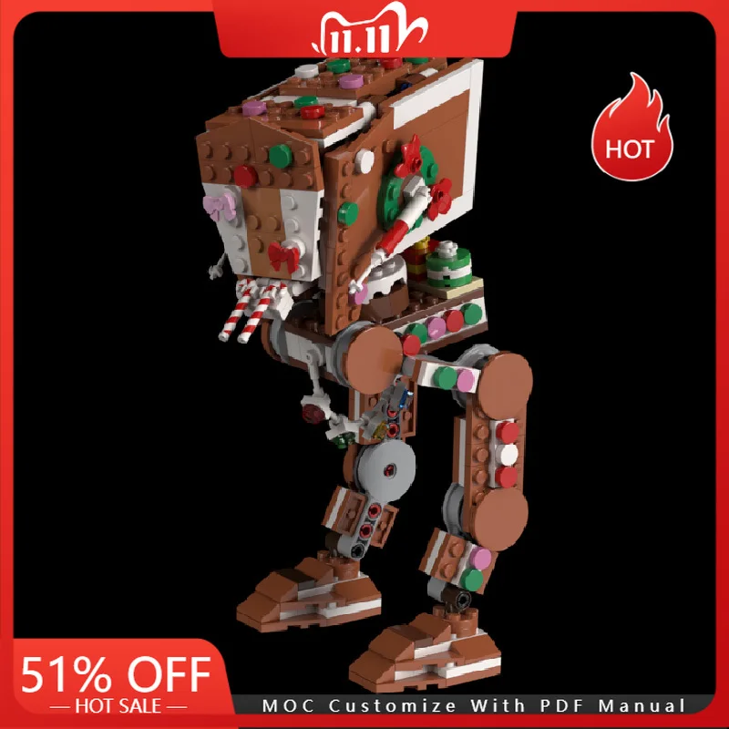 

398 шт. MOC Star Battle, Рождественская крутая модель ходунка, строительный блок, кирпич, креативная сборка, развивающие игрушки, подарки на день рождения для детей