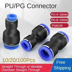 10/20/100 Pcs Pneumatic Quick Connector 4 6 8 10 12 14 16 MM PU PG Hose Quick Insertion Complete Specifications Wholesale