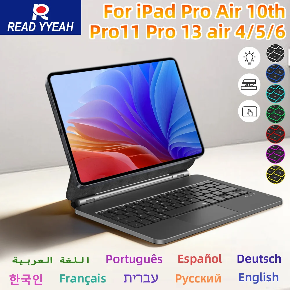 

Magic Keyboard for iPad 11th 10th Generation Case 2025 iPad A16 11th11 A3355 A3356 A2696 Smart Floating Stand Bluetooth Keyboad