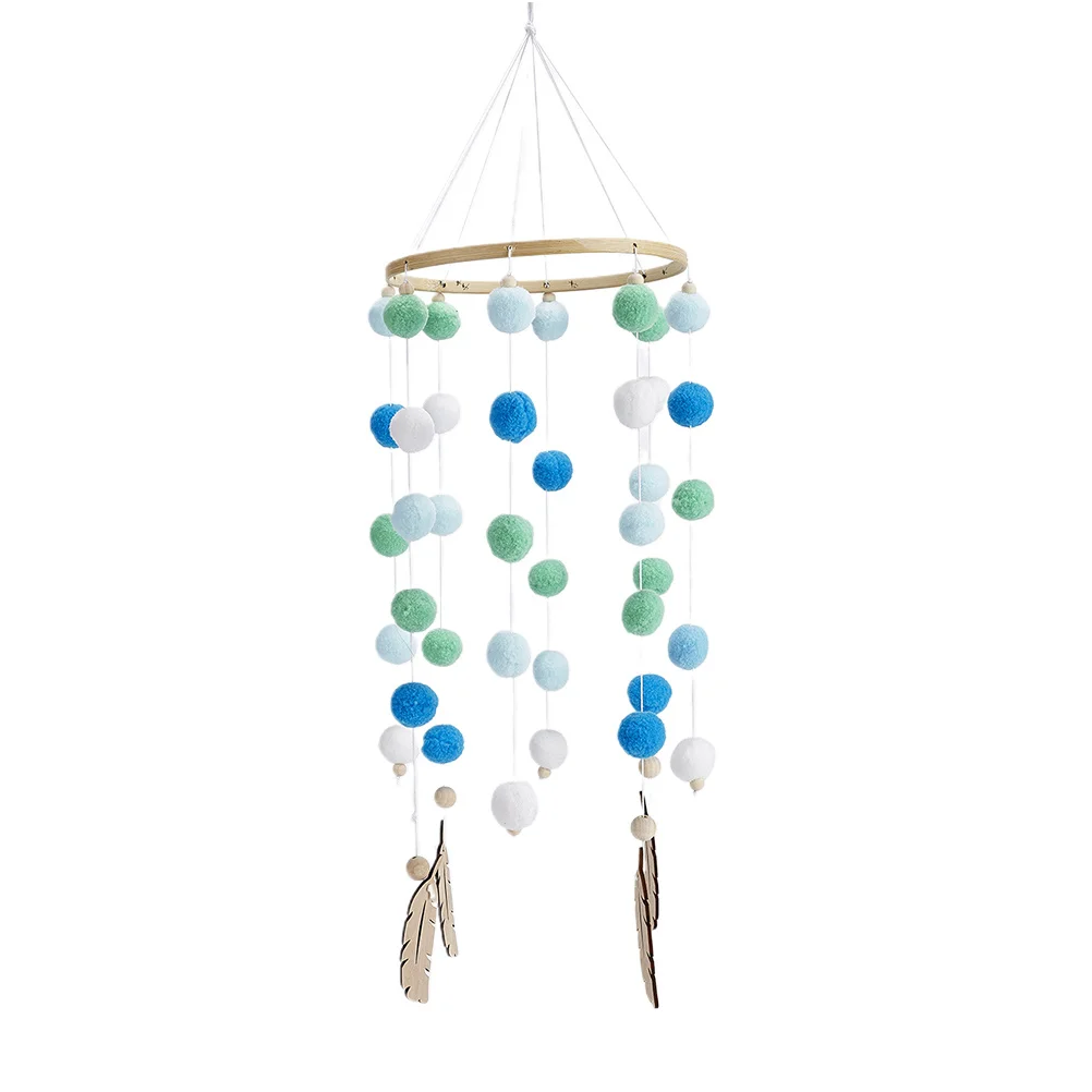 1Pcs Wind Chime Wall Pendant Hairball String Black Grey White Yellow Hanging Wall Decoration Livingroom Bedroom Apartment Room