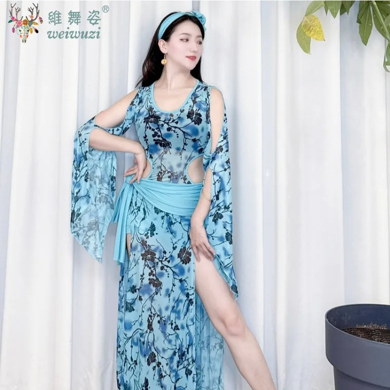 أزياء الرقص الشرقي أزياء مسرحية المرأة المتقدمة المطبوعة شبكة رداء + وشاح الورك + رباطات الكبار صيدي شابي بلدي الملابس #6