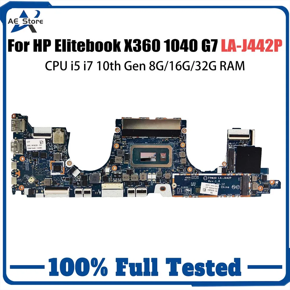 

LA-J442P Notebook Mainboard For HP Elitebook X360 1030 G7 Laptop Motherboard CPU i5 i7 10th 8G/16G/32G RAM M16069-001 M16069-601