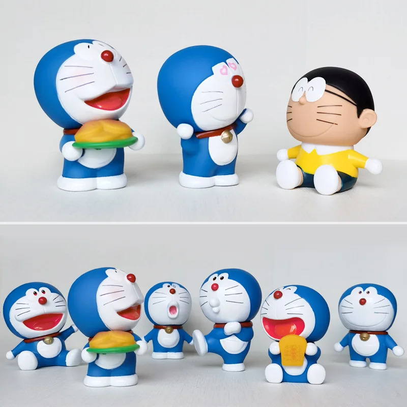 10CM Doraemon Kawaii Anime Action Figure Model GK Toys Cute Collection Adorable Fashion Dolls Gifts Car Decoration Xmas Gift