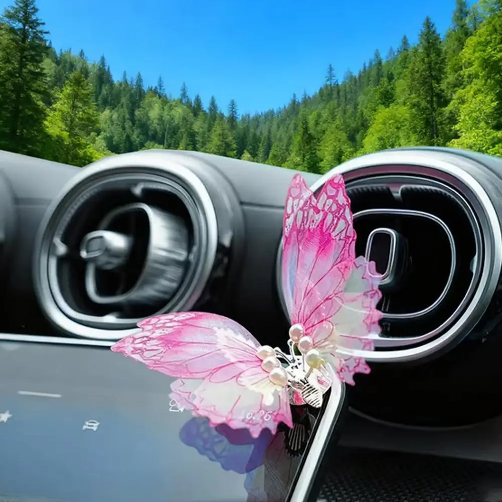 Decoração do painel do carro borboleta em movimento, console central automático, ventilação de ar, ornamento decorativo, interior do carro, acessórios