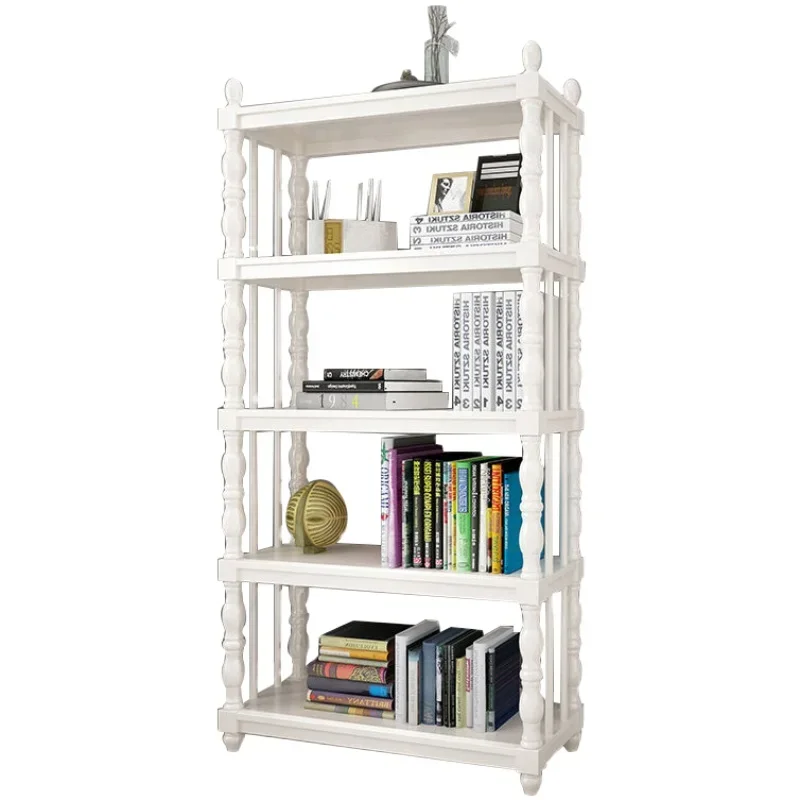 Semplice libreria in legno massello Mensola da pavimento per la casa Soggiorno ad angolo piccolo espositore Camera da letto portaoggetti multistrato