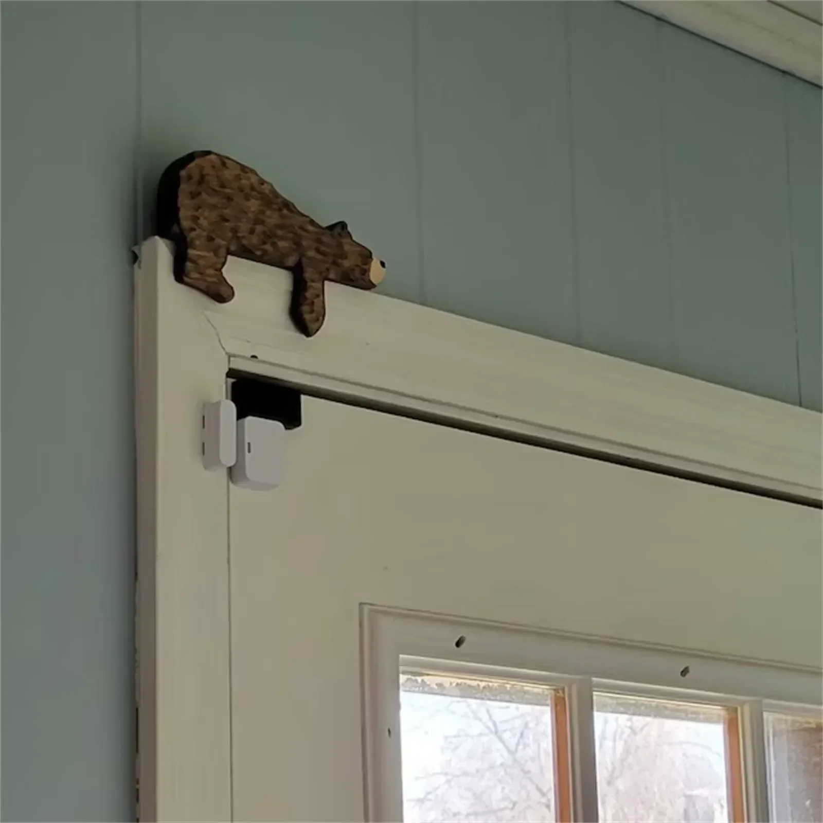 Wooden Bear Door Topper Door Sculpture In Your Corner Creative Figurines Statue Home Art Wall Home Decor Miniatures