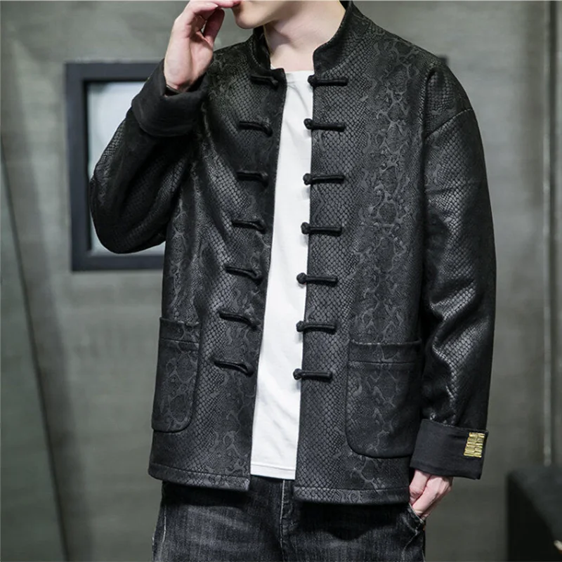 

Мужская повседневная куртка свободного кроя с пуговицами, универсальная осенне-зимняя верхняя одежда в китайском стиле, ретро-пальто в стиле Тан