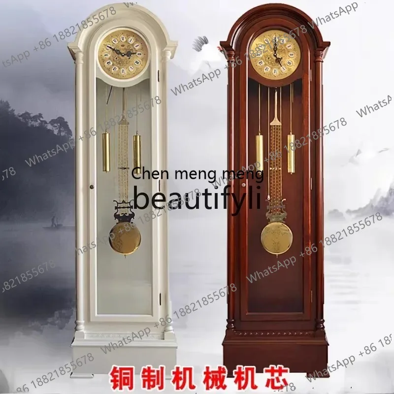 

Floor clock living room solid wood Chinese retro vertical pendulum clock creative mechanical copper atmospheric clock X