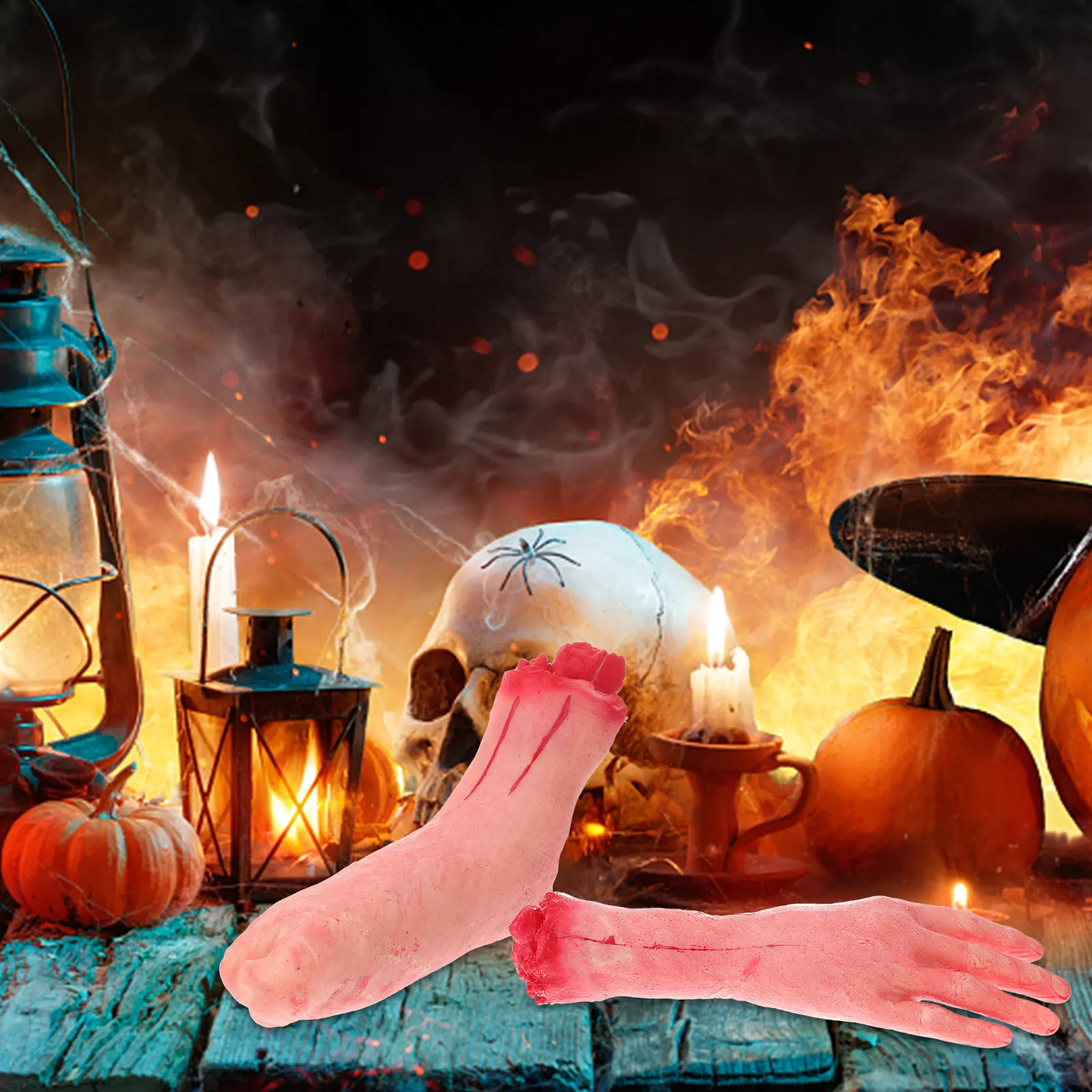 

2Pcs Fake Hand and Foot Trick Props Premium Latex Material Long-Lasting Use Halloween Party Supplies Spooky Decorations