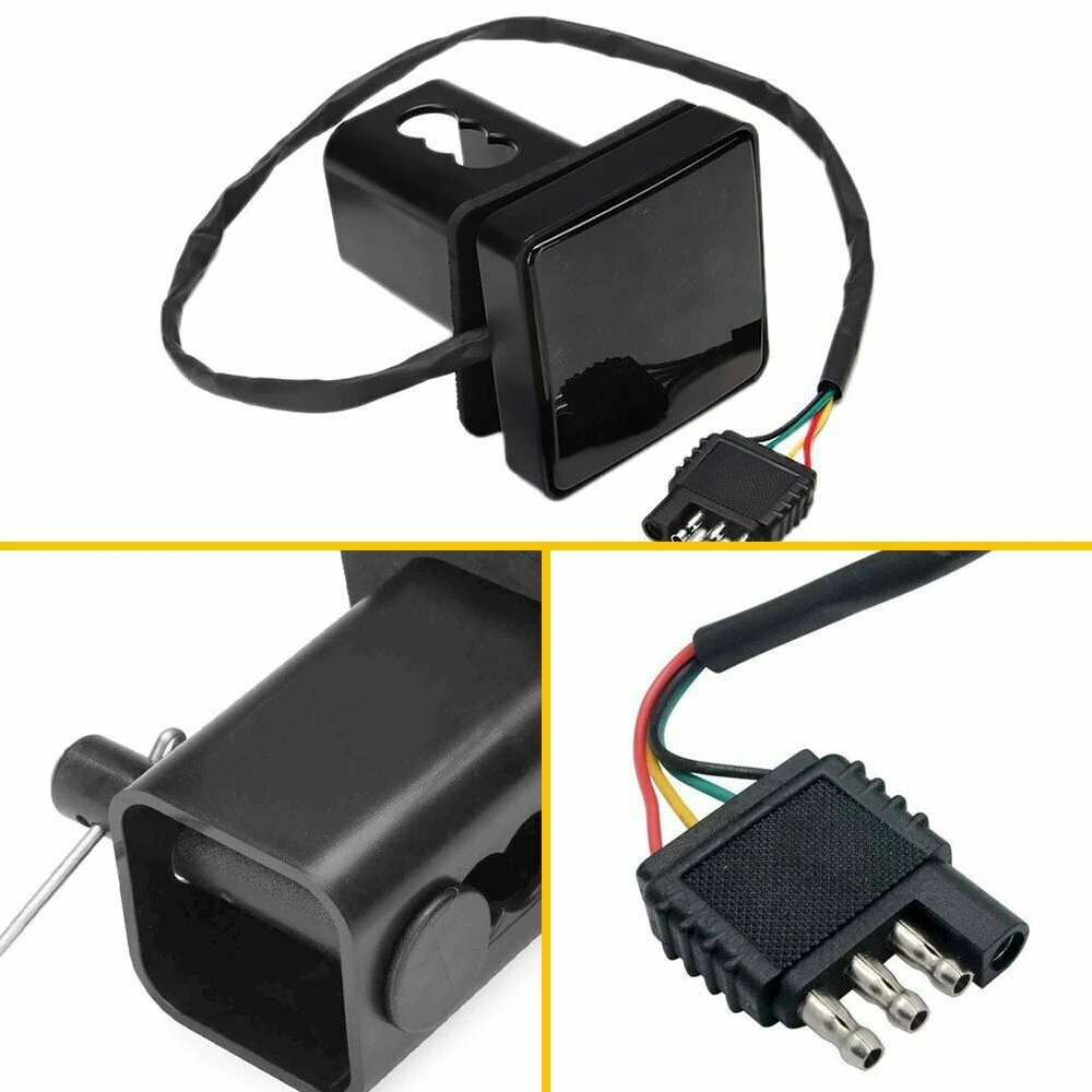 

2Inch Smoked 15-LED Brake Light DRL Trailer Hitch Cover Fit Towing & Hauling With Pin 12V-A61E