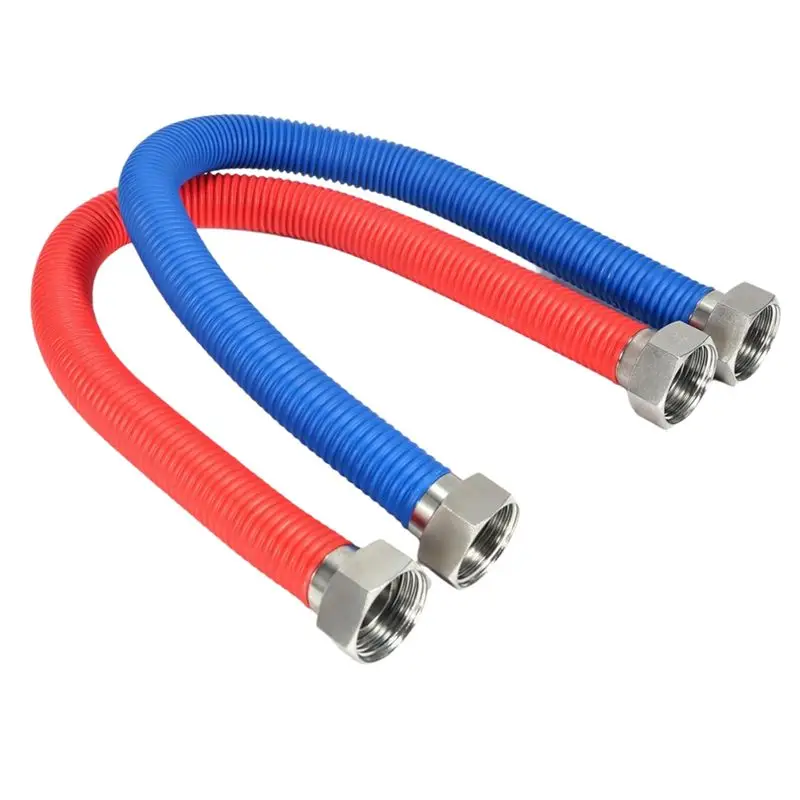 [NEWA76K!】 24Inch Stainless Steel Corrugated Water Heater Connector Flexible Water Line 1/2