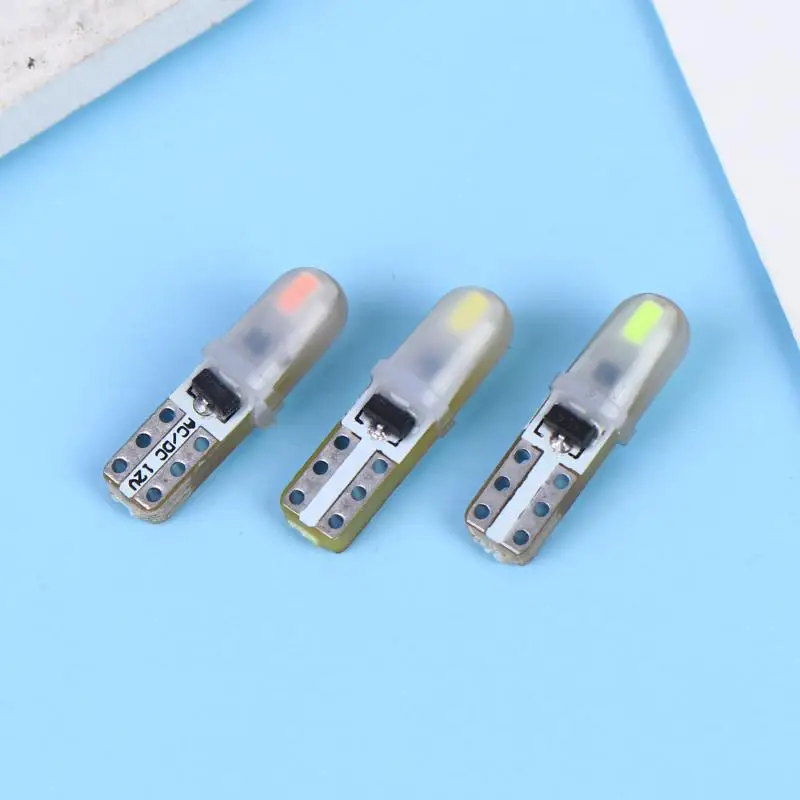 10pcs T5 LED Bulb 3014 2SMD Super Bright Car Interior Dashboard Instrument Lamp Silicone Auto Side Wedge Light