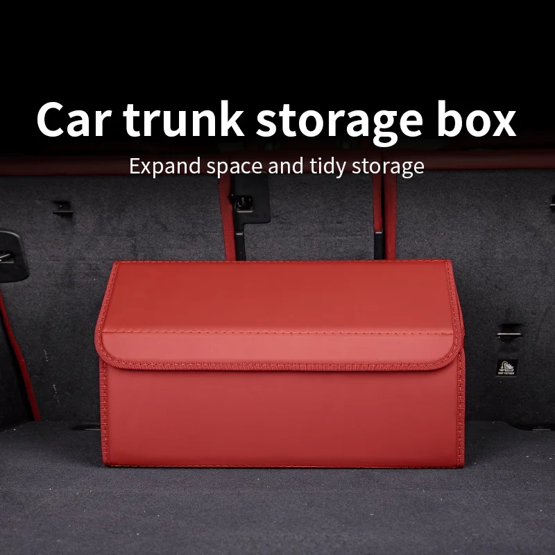 Universal Car Trunk Storage Box, Premium Nappa Leather, Foldable Organizer, Extra Storage Space, Neat Storage, Easy to Install