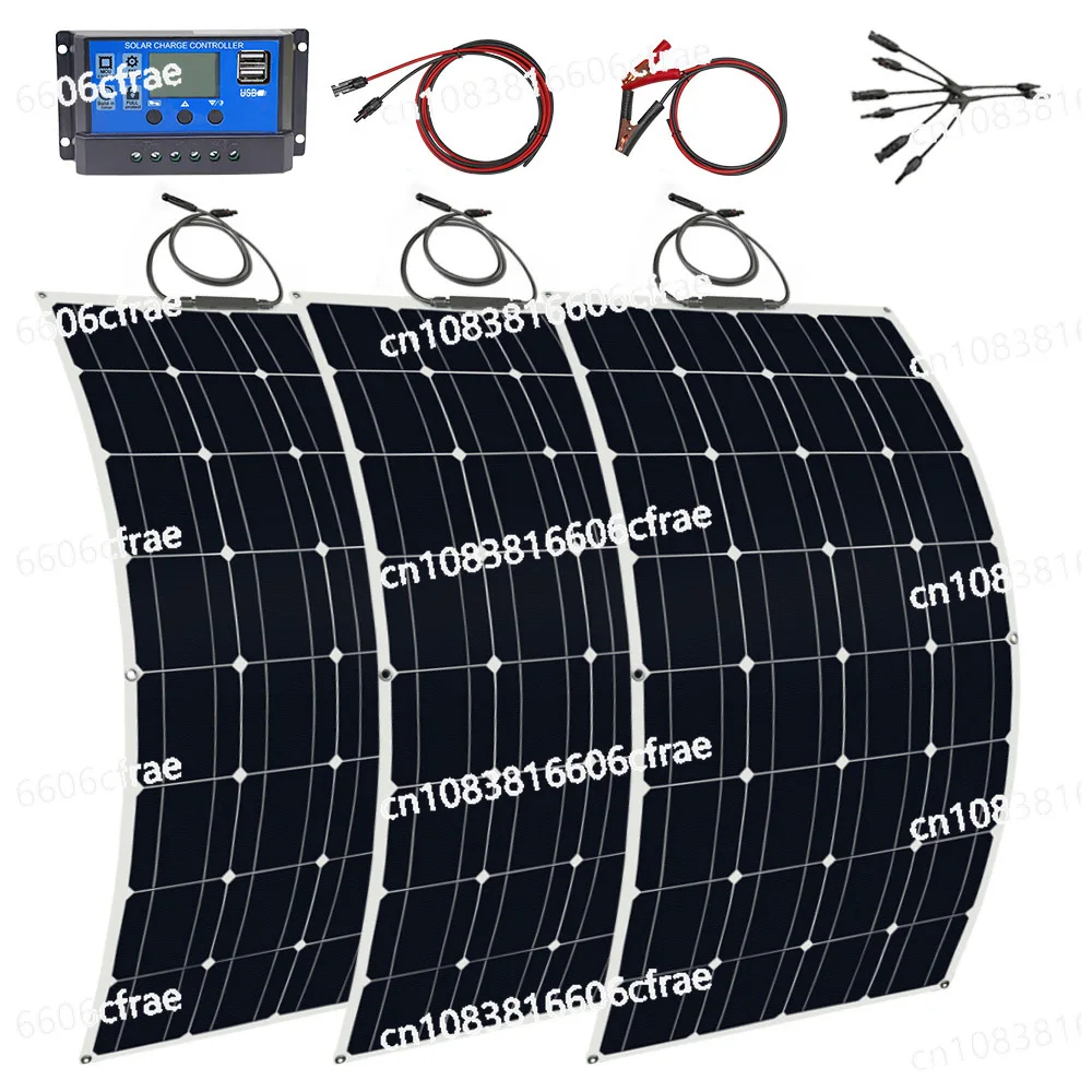 

300W Solar Panel Kit Complete 12V Monocrystalline 200W High Efficiency Lightweight Flexible Solar Panel 100W