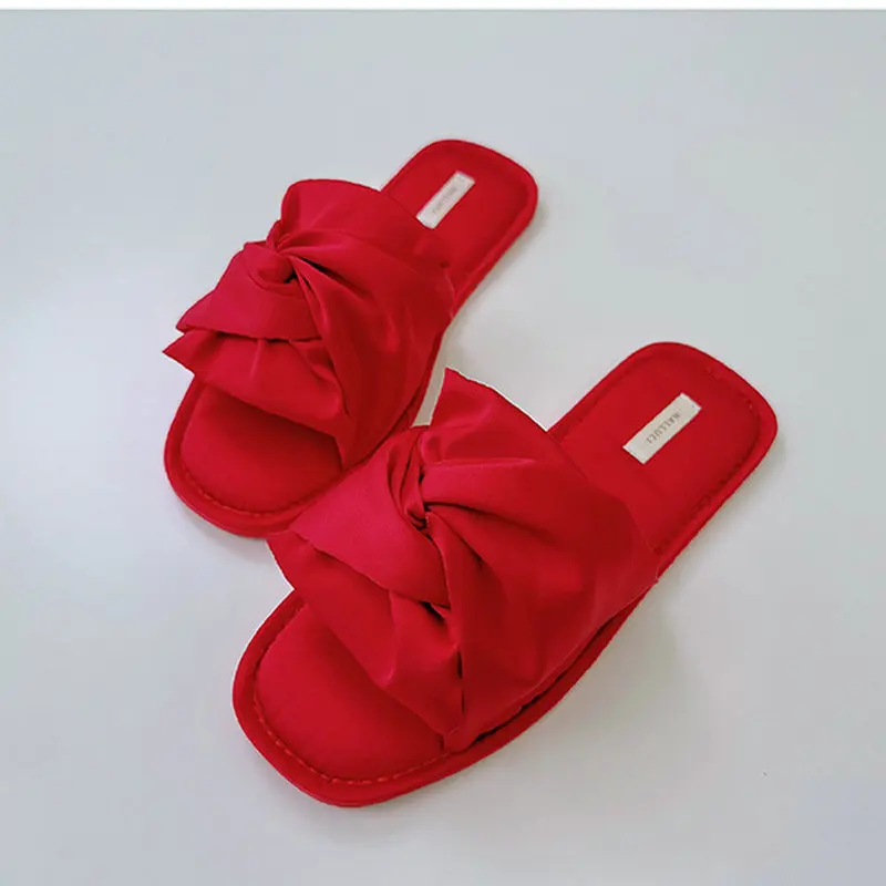 3 Colors Wedding Slippers Women Toe Bedroom Home Bride Bridesmaid At Home Shoes Bow For Girls