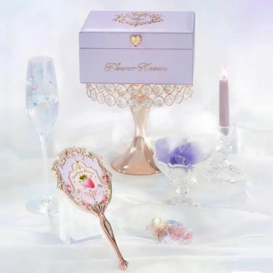 

Flower Knows Violet Strawberry Rococo Jewelry Empty Box Handheld Makeup Mirror Hair Accessories And Clips Makeup Sets