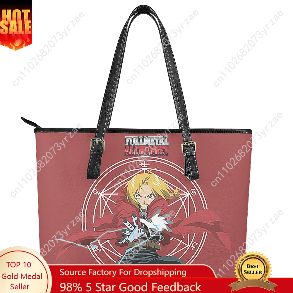 

Fullmetal Alchemist Handbag Mens Womens Personalized Tote Bag Shoulder Bag Business Commuter Leather Print Purse Customize Bags