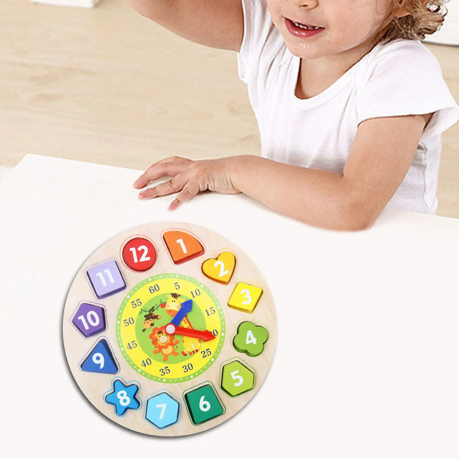 Horloge de tri de documents en forme de bois Montessori, éducation précoce, trieur de piles, puzzle