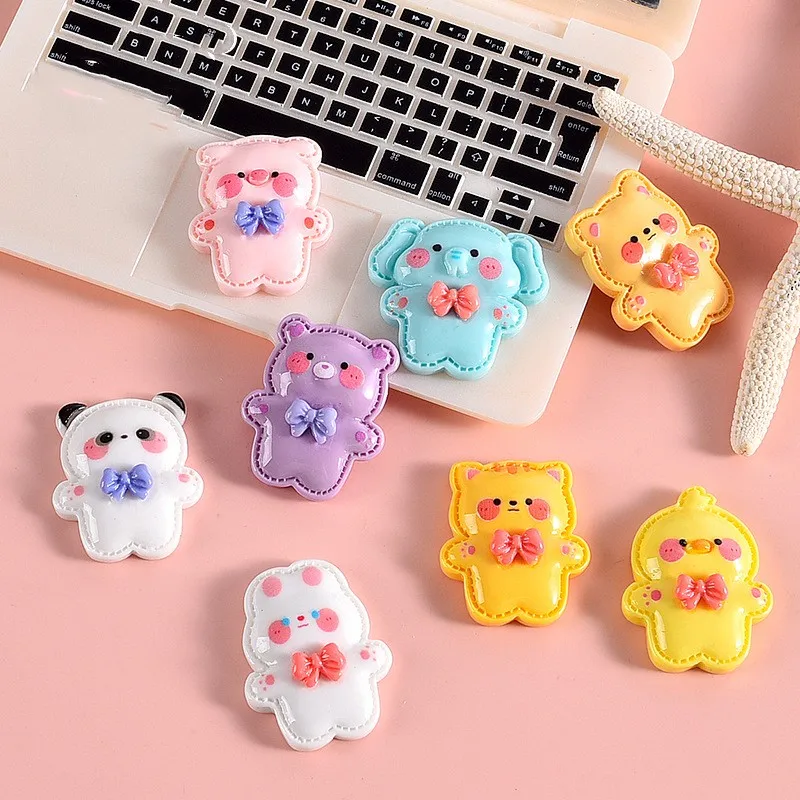 20-30Pcs Cute Rabbit Bear Animal Biscuit Flatback Resin DIY Home Icebox Decorate Patch Child Kawaii Hairpin Headwear Accessories