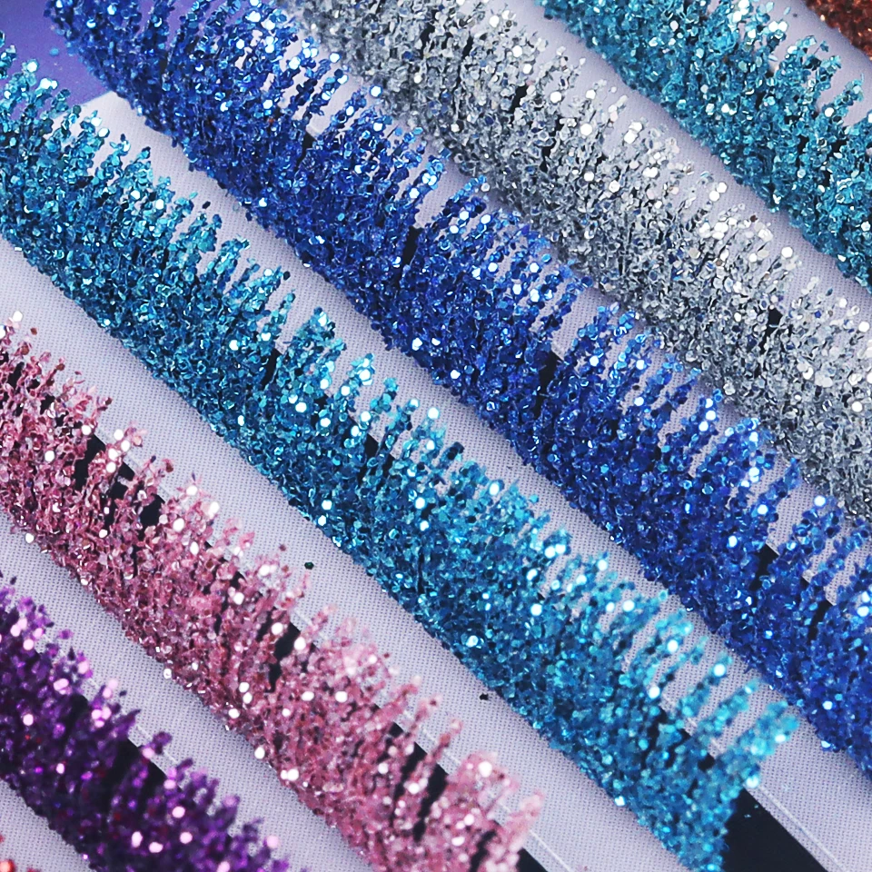 Mix Colors Glitter Fashion Shiny Colorful False Eyelash Extension Individual Faux Makeup Eye Lashes Professional Supplies