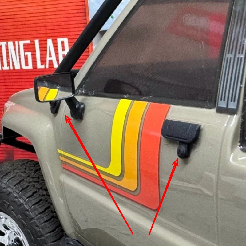 For Axial1/10 SCX10 III 1987 Toyota SR5 RC Door Handles Side Mirrors Spare Tire Carrier Rear Bed Fuel Tank & Cooler Box Upgrade