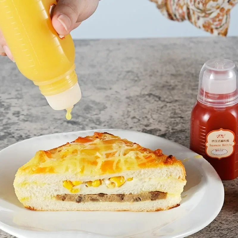 30/60/100 مللي بهار ضغط زجاجات العسل زيت السلطة شواء الصلصات الكاتشب موزع مع مقياس زجاجة توابل حاوية المطبخ #2