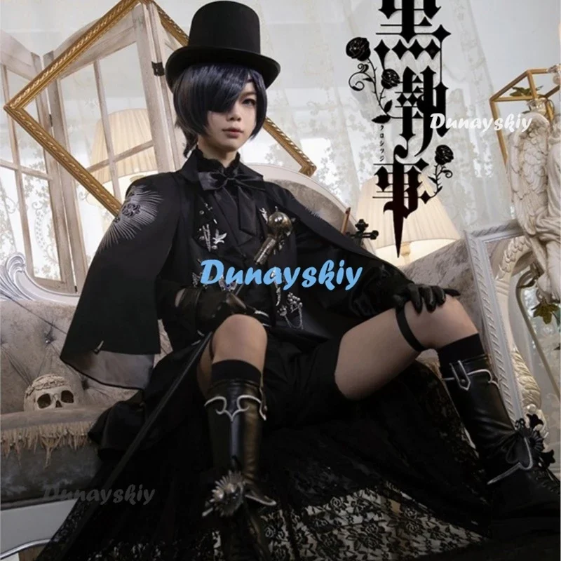 CosplayAnime Black Butler Kuroshitsuji Ciel Cosplay Ciel Phantomhive Kostüm 15. Jahrestag Schwarze Anzüge Cosplay