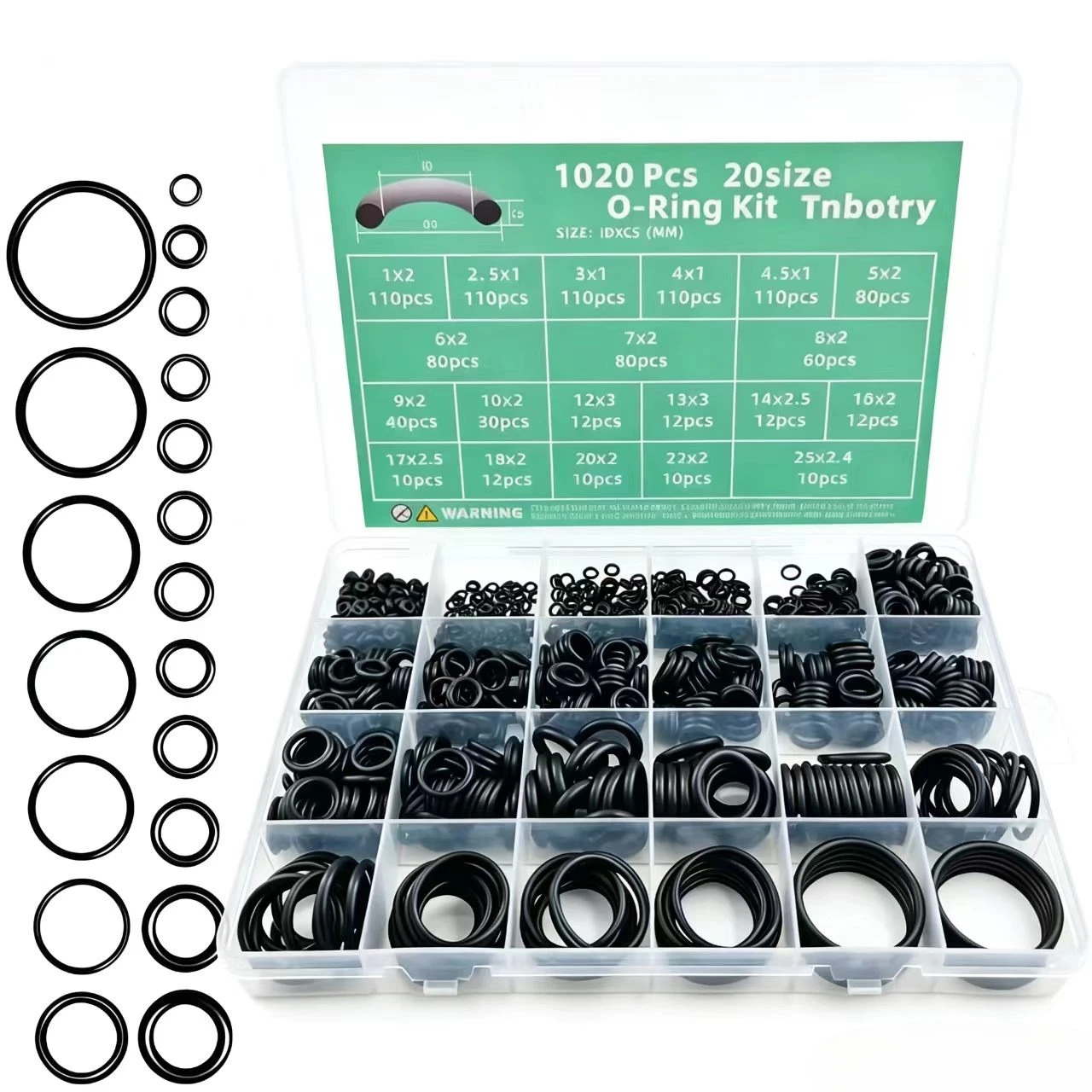 1020pcs Rubber O-Ring Set: 20 Sizes Synthetic Rubber, Gasket Assortment – Nitrile O-Ring Repair Kit Sealing Ring Set