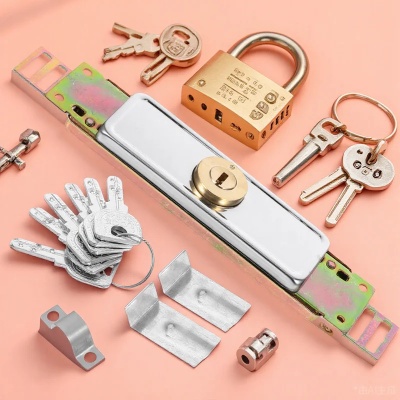 

Garage Door Lock with Keys Heavy Duty Polished Metal Roller Latch for Rolling Shutter Doors Residential Commercial Security