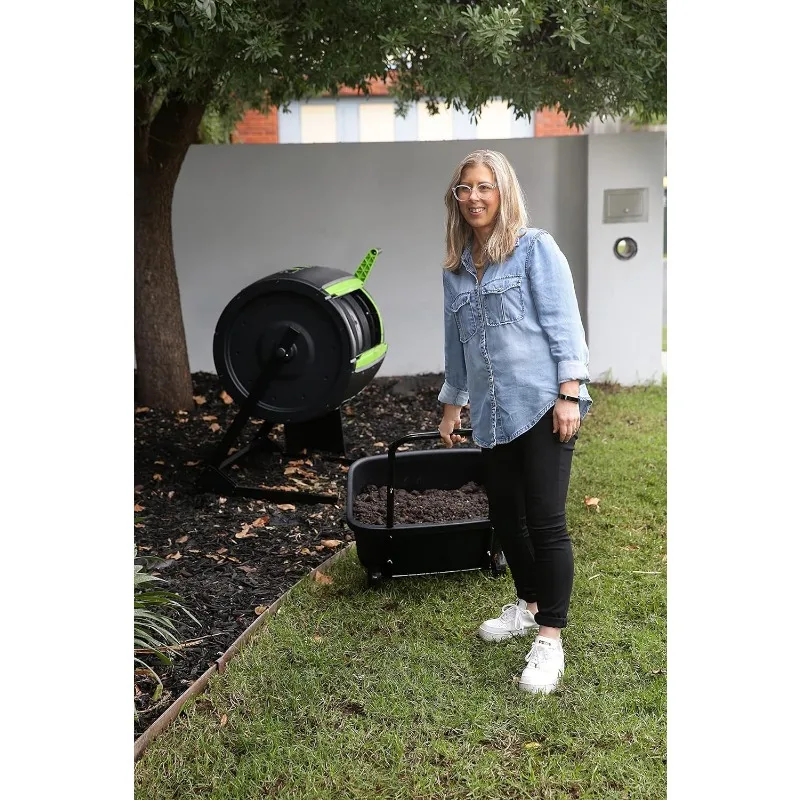 Imagem -03 - Maze Dual Compost Tumbler Tumbler de 65 Galões Porta Dupla Grande Base Aberta Vem com Maze Compost Cart