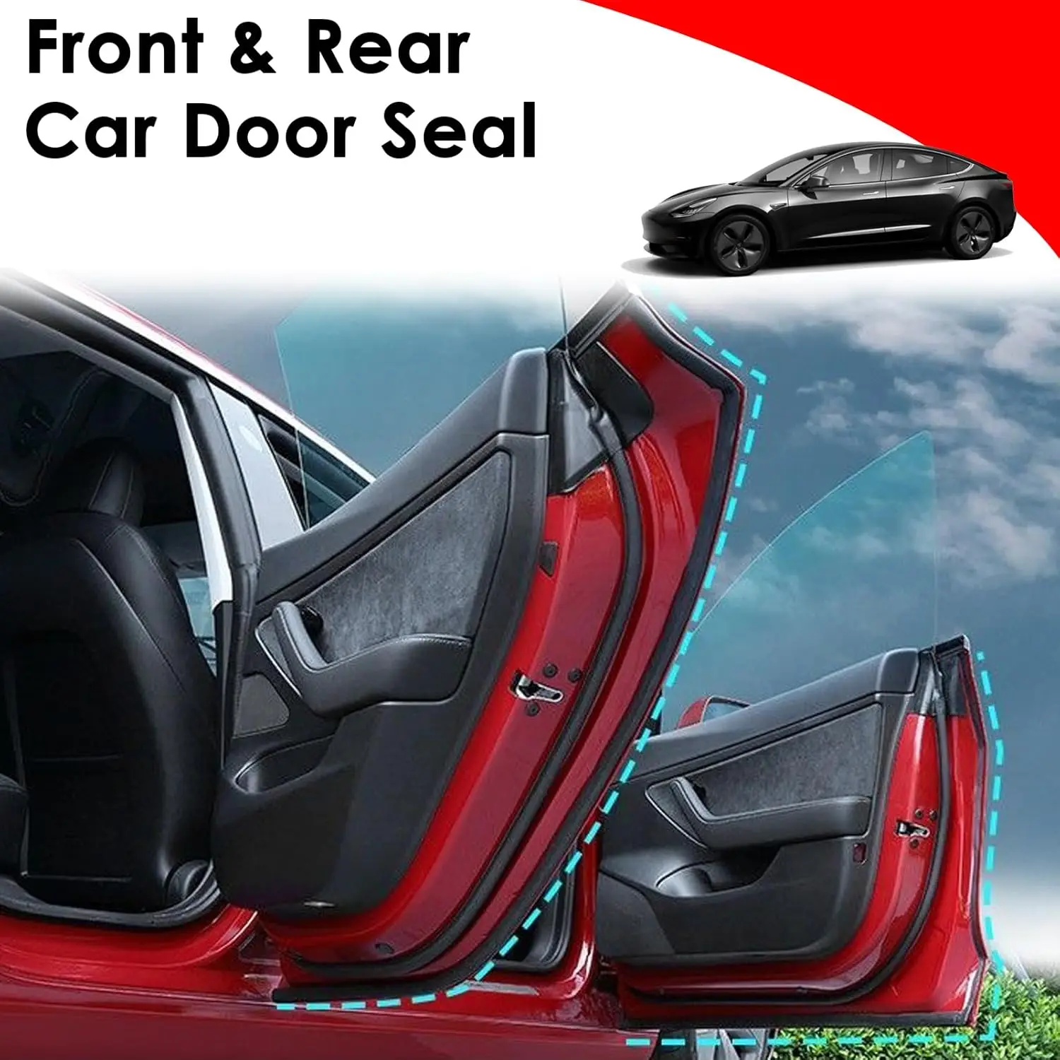 For Tesla Model 3 Highland,,Door Seal Strip Kit Rubber Noise Insulation Weather strip Trunk Hood Sunroof  AB Pillar Trim Sealing